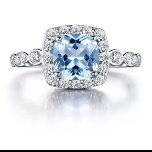 Sterling silver blue topaz ring, S925 sterlingring